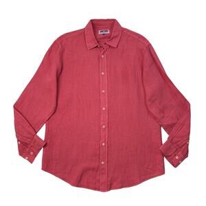 Love Brand & Co Shirt Mens XL Extra Large Camellia Pink Linen Long Sleeve Button